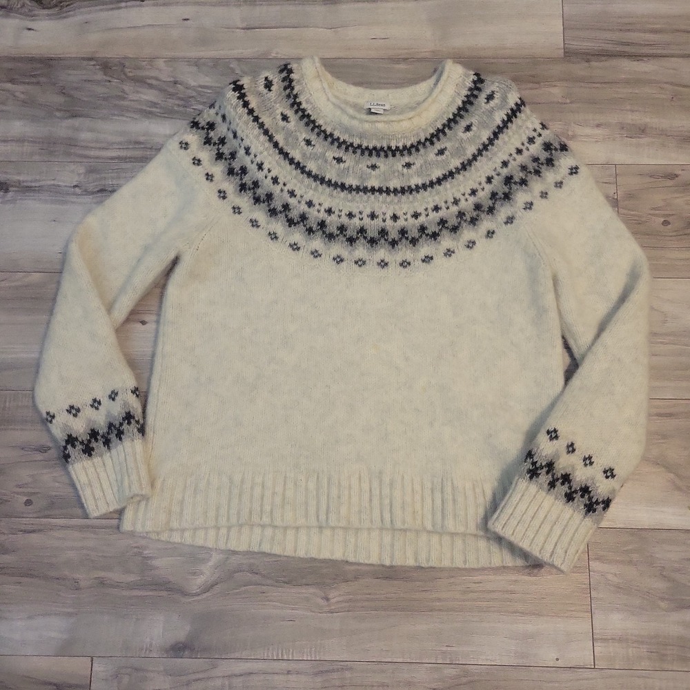 VTG LL Bean Fair Isle Sweater Womens  XL Petite Lambswool Knit